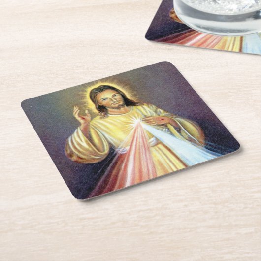 美しいイエス・キリスト スクエアペーパーコースター (アングル)