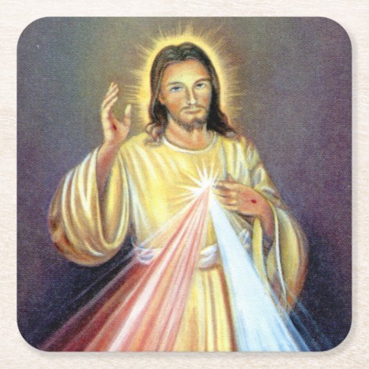 美しいイエス・キリスト スクエアペーパーコースター (正面)