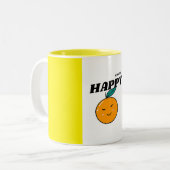 美しいイエローオレンジマグ ツートーンマグカップ (正面左)