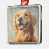 美しいイエローゴールデンレトリバードッグ メタルオーナメント (左)