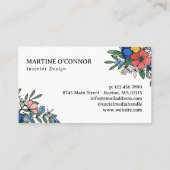 美しいイエローブルーコーラルフローラあなたのロゴ 名刺 (裏面)