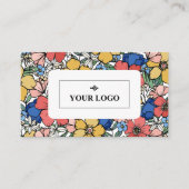 美しいイエローブルーコーラルフローラあなたのロゴ 名刺 (正面)