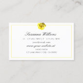 美しいイエローローズオンパープルイニシャルシック 名刺 (裏面)