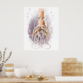 美しいイカ絵画のアーンスト・ヘッケル変動 ポスター (キッチン)