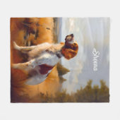 美しいイギリス人セッター フリースブランケット (正面(横))