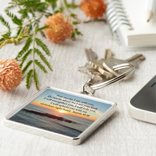 美しいイザヤ41:10日の出 キーホルダー (側面)