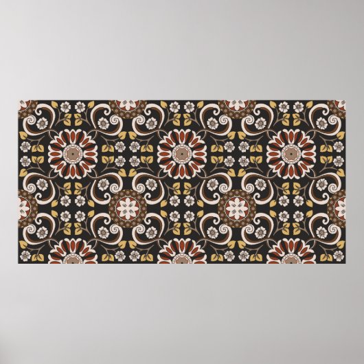 美しいイスラムのメダリオンシームレスパターンテキティ ポスター (正面)