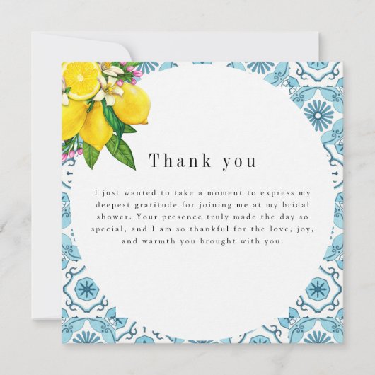 美しいイタリアンタイルとライムブライダルシャワー シーズンカード (正面)