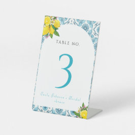 美しいイタリアンタイルとライムブライダルシャワー 台座サイン