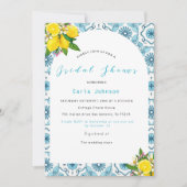 美しいイタリアンタイルとライムブライダルシャワー 招待状 (正面)