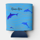 美しいイルカが泳いでいる。 缶クーラー (裏面)