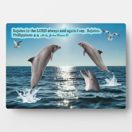 美しいイルカ聖なる書物、 経典プラークPhilippians 4:4 フォトプラーク