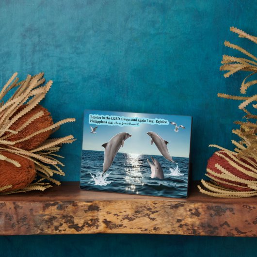 美しいイルカ聖なる書物、 経典プラークPhilippians 4:4 フォトプラーク (側面)