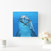 美しいイルカ スクエア壁時計 (ホーム)