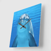 美しいイルカ スクエア壁時計 (傾斜)