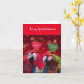 美しいインコのバレンタイン・グリーティングカード カード (黄色い花)