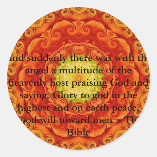 美しいインスパイア聖書の天使引用文 ラウンドシール (正面)