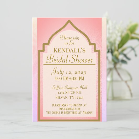 美しいインディアンアラビアンナイトブライダルシャワー 招待状 (スタンド正面)