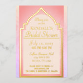 美しいインディアンアラビアンナイトブライダルシャワー 箔招待状 (正面)