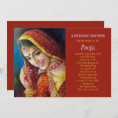 美しいインディアンガールシャワー招待状 招待状 (正面/裏面)