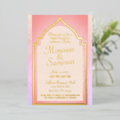 美しいインディアンミモサスアンドサモサスブライダルブランチ 箔招待状 (立ち正面)