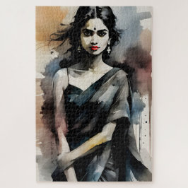 美しいインディアン絵を描ガール ジグソーパズル