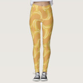 美しいインディアン黄色と金ゴールド曲線パターン レギンス (正面)
