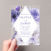 美しいインディゴフローラ結婚フレーム アクリル招待状 (インサイチュ (ポータブル))