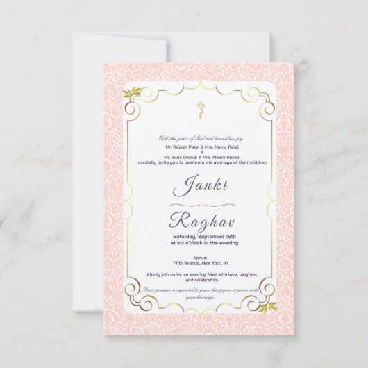 美しいインドのガネーシャ　ミニマルウェディング招待状 招待状 (正面)