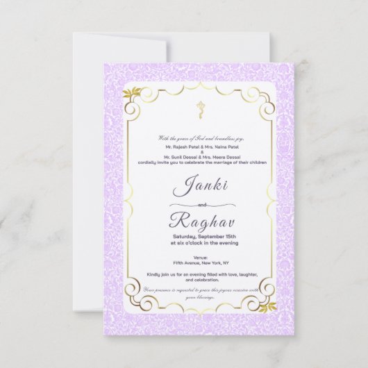 美しいインドのガネーシャ　ミニマルウェディング招待状 招待状 (正面)