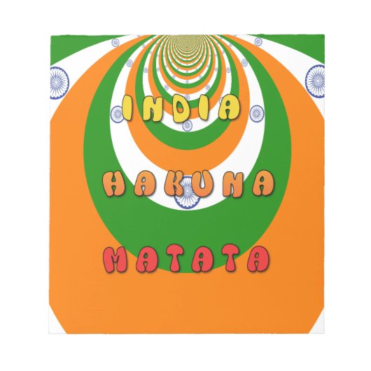 美しいインド国旗の色ハクナマタタ ノートパッド (正面)