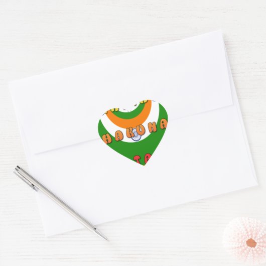 美しいインド国旗の色ハクナマタタ ハートシール (封筒)