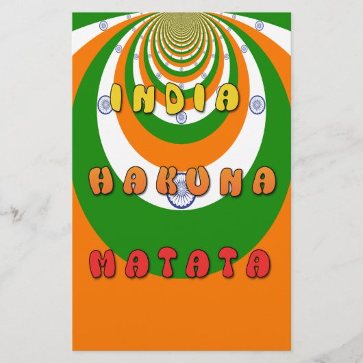 美しいインド国旗の色ハクナマタタ 便箋 (正面)