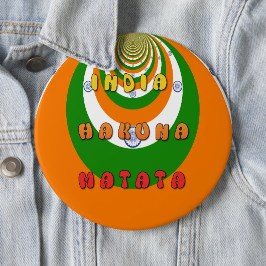 美しいインド国旗の色彩 Hakuna Matata 缶バッジ (インサイチュ)