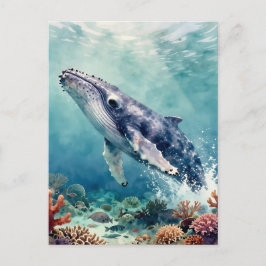美しいインパストのクジラの海洋グリーティングカード ポストカード
