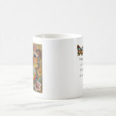 美しいインパストの蝶と花の詩 コーヒーマグカップ (中央)