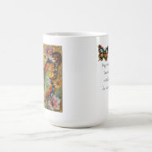 美しいインパストの蝶と花の詩 コーヒーマグカップ (中央)