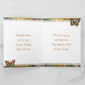 美しいインパストの蝶と花の誕生日 カード (内部)