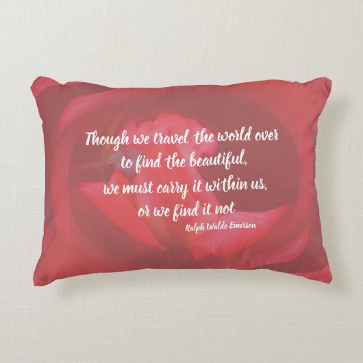 美しいインピンクローズ感動的引用文 アクセントクッション (正面)