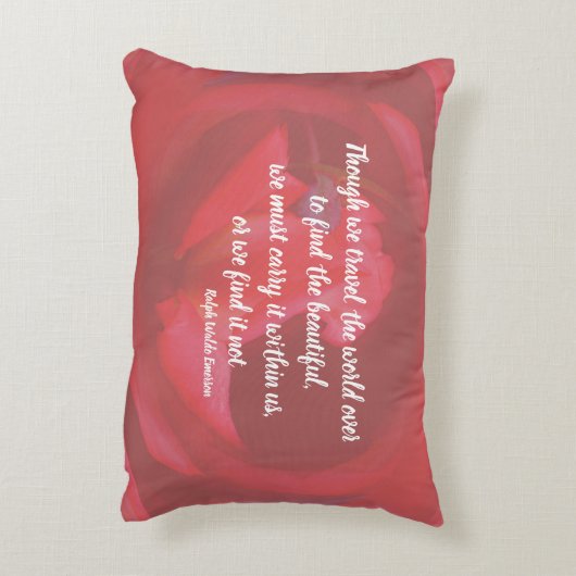 美しいインピンクローズ感動的引用文 アクセントクッション (裏面(縦))