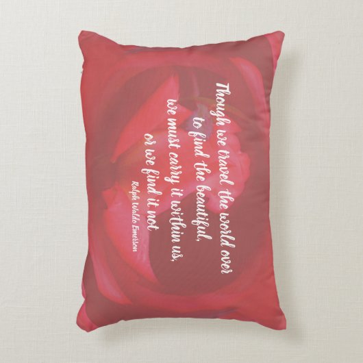 美しいインピンクローズ感動的引用文 アクセントクッション (正面(垂直))