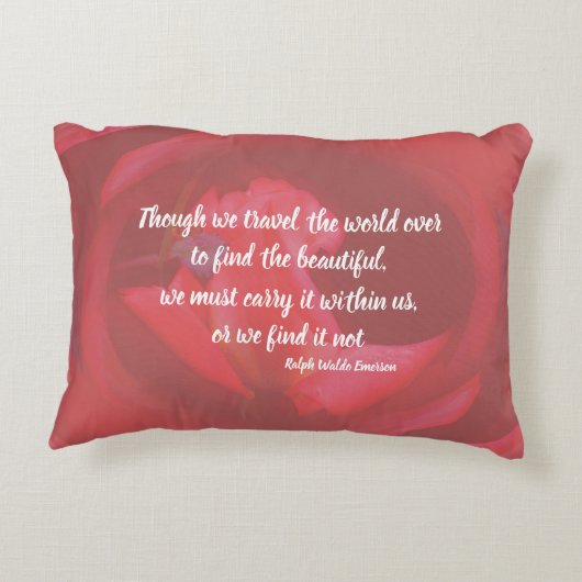 美しいインピンクローズ感動的引用文 アクセントクッション (裏面)