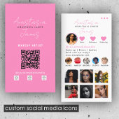 美しいインフルエンサーソーシャルメディアQRコードピンク 名刺