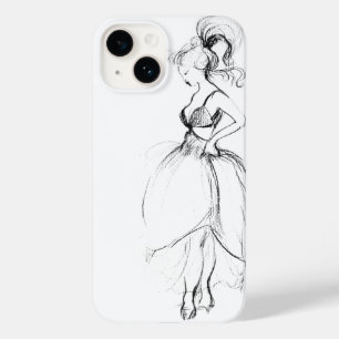美しいインホワイトドレス白黒スケッチ Case-Mate iPhone 14ケース
