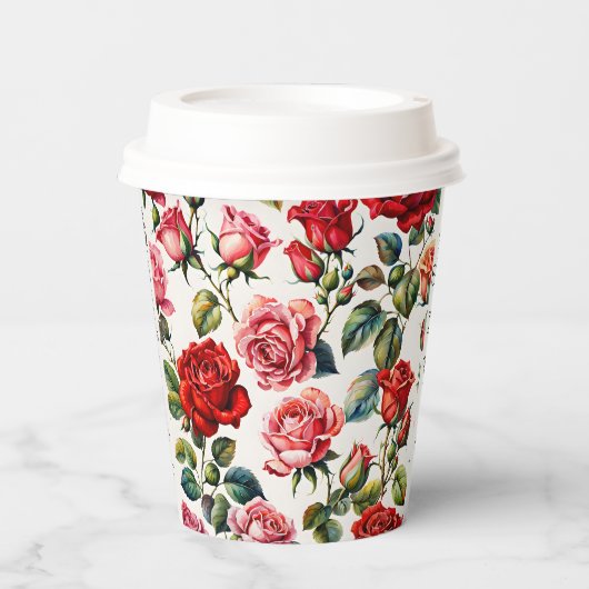 美しいイン開花バラガーデン紙カップ 紙コップ (正面)