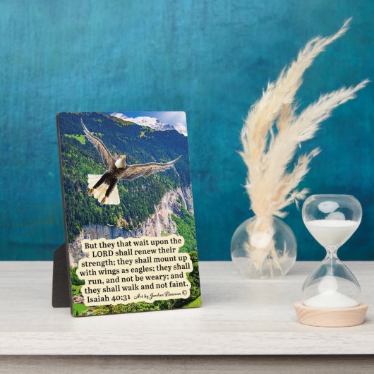 美しいイーグル聖なる書物、 経典プラークイザヤ40:31 フォトプラーク (側面)