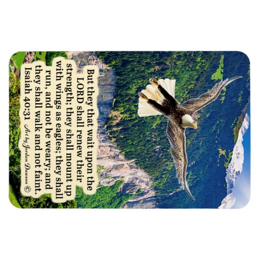 美しいイーグル聖なる書物、 経典マグネットイザヤ40:31 マグネット (横)