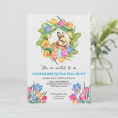 美しいイースターのウサギの卵とチューリップ 招待状 (スタンド正面)