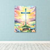 美しいイースターウォーターカラーアート キャンバスプリント (インサイチュ (ウッドフロア))