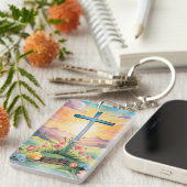 美しいイースターウォーターカラーアート キーホルダー (正面右)